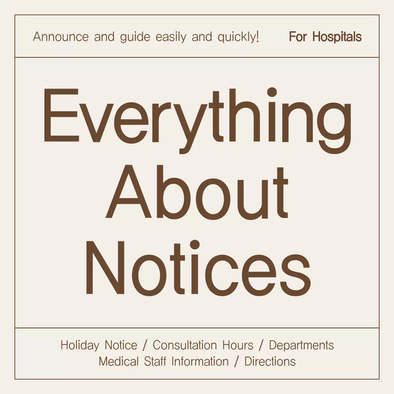 Brown Simple Hospital Notice Instagram Carousel