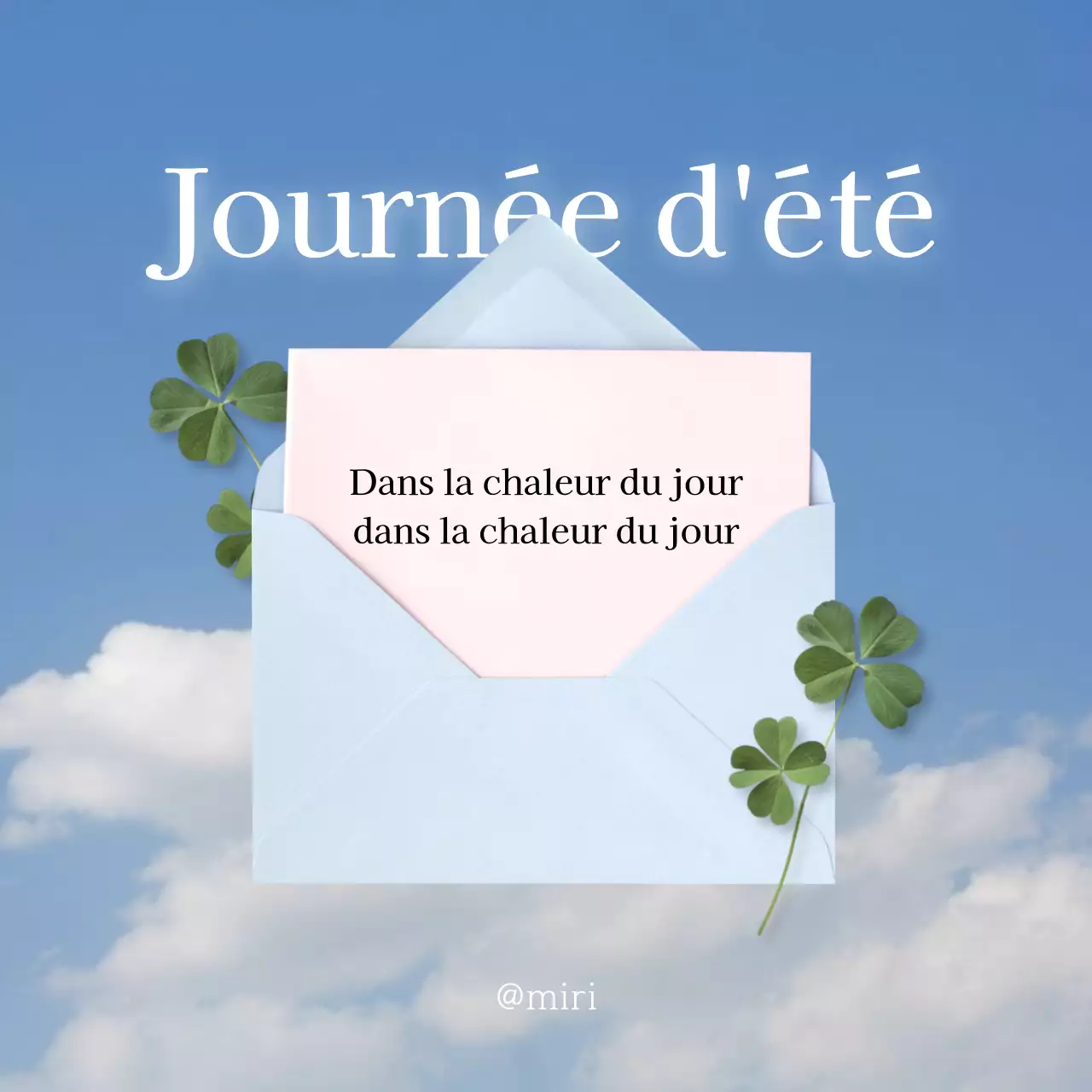 Une jolie publicité de vœux d'été en bleu clair et vert