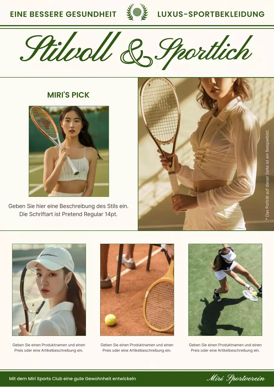 Ein luxuriöser Vorschlag für Sportbekleidung in Khaki und Elfenbein