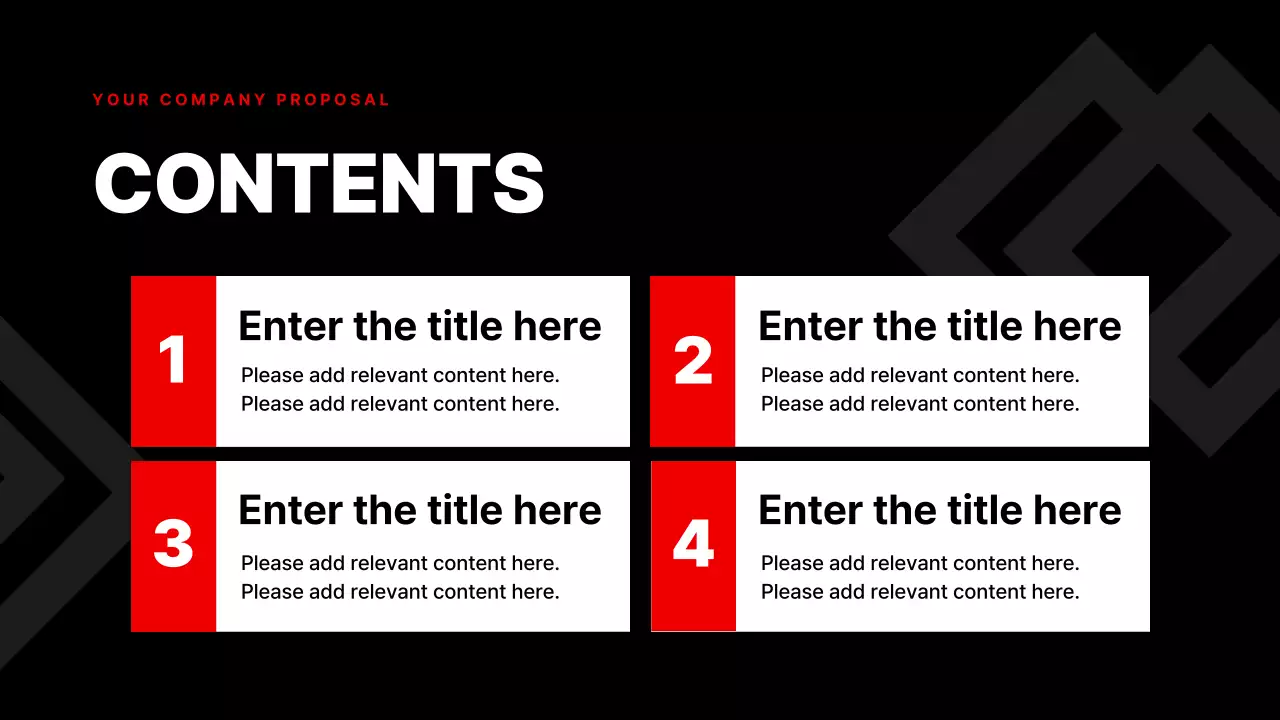 A simple corporate presentation in red and black