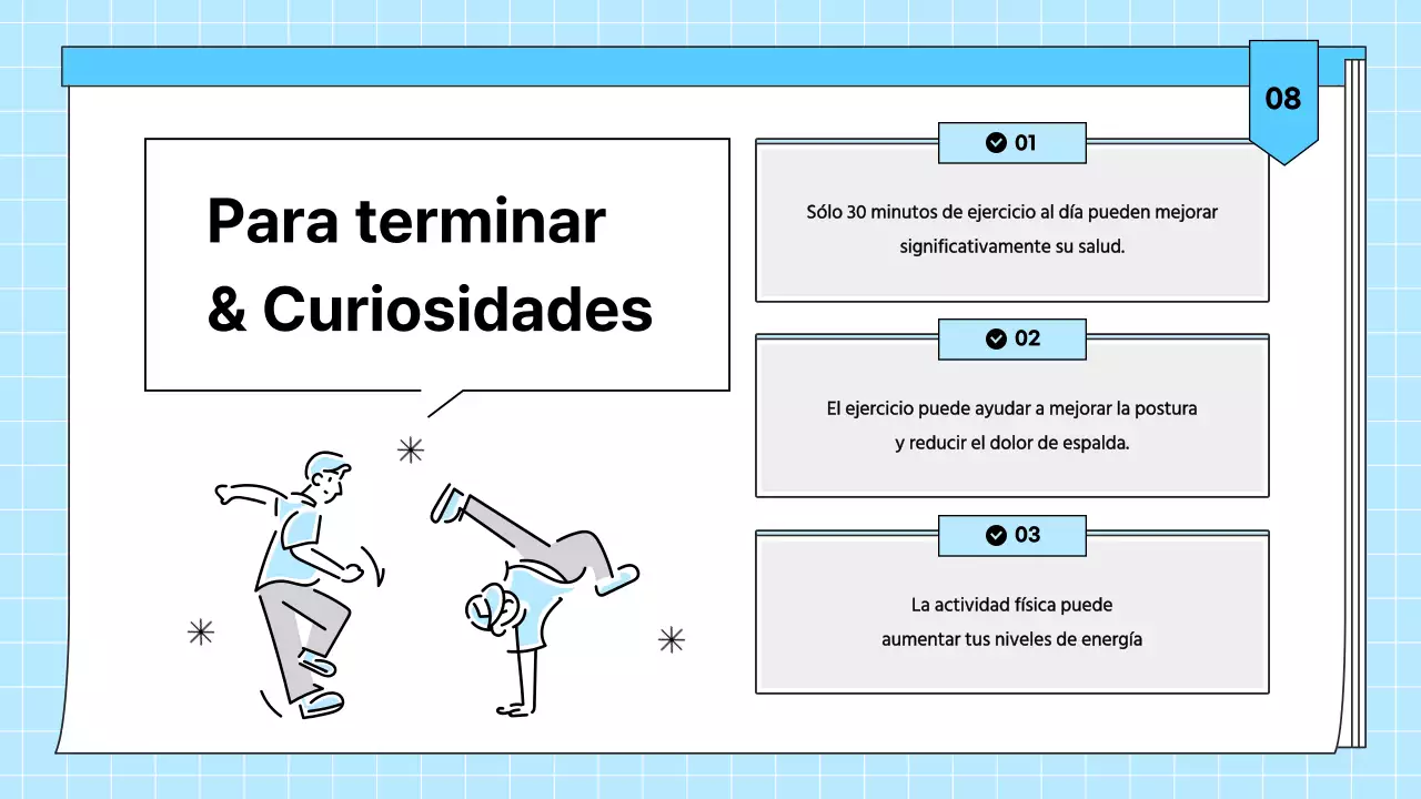 Material didáctico de salud para ejercicios sencillos de color azul claro