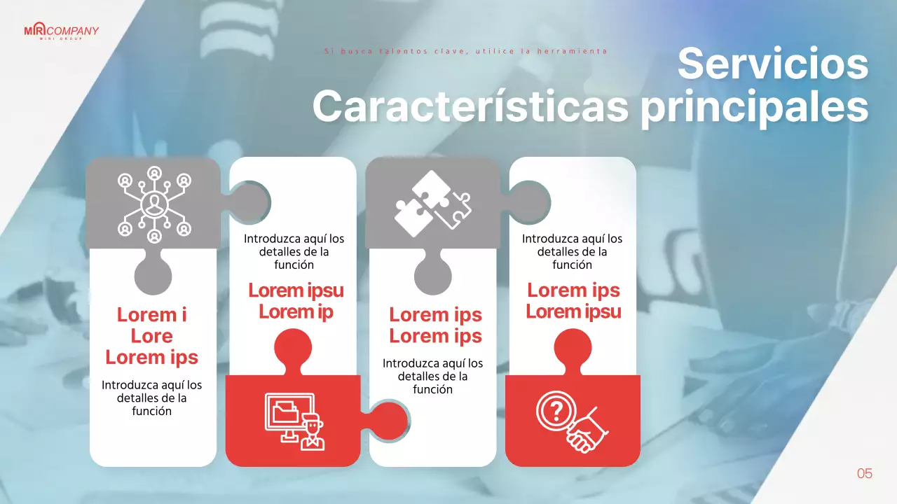 Propuesta de Headhunting resaltada en azul claro y rojo