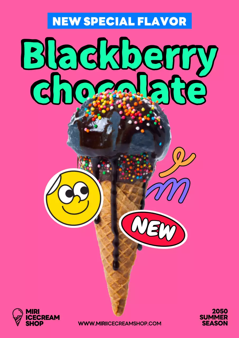 Pink Pop Ice Cream Promotion Poster