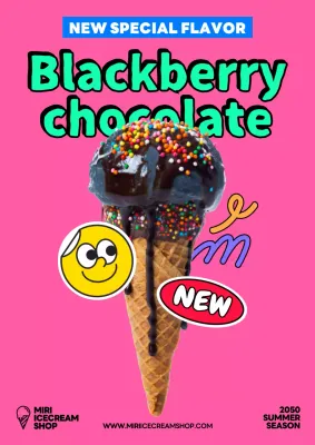 Pink Pop Ice Cream Promotion Poster