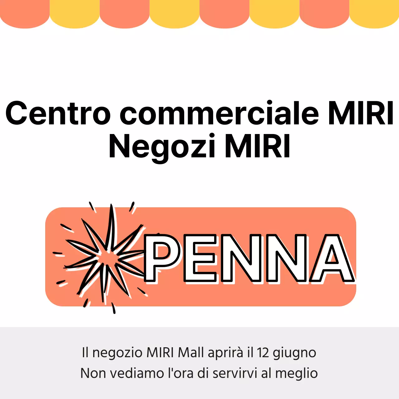 Annuncio dell'apertura di un negozio minimalista in bianco e rosa