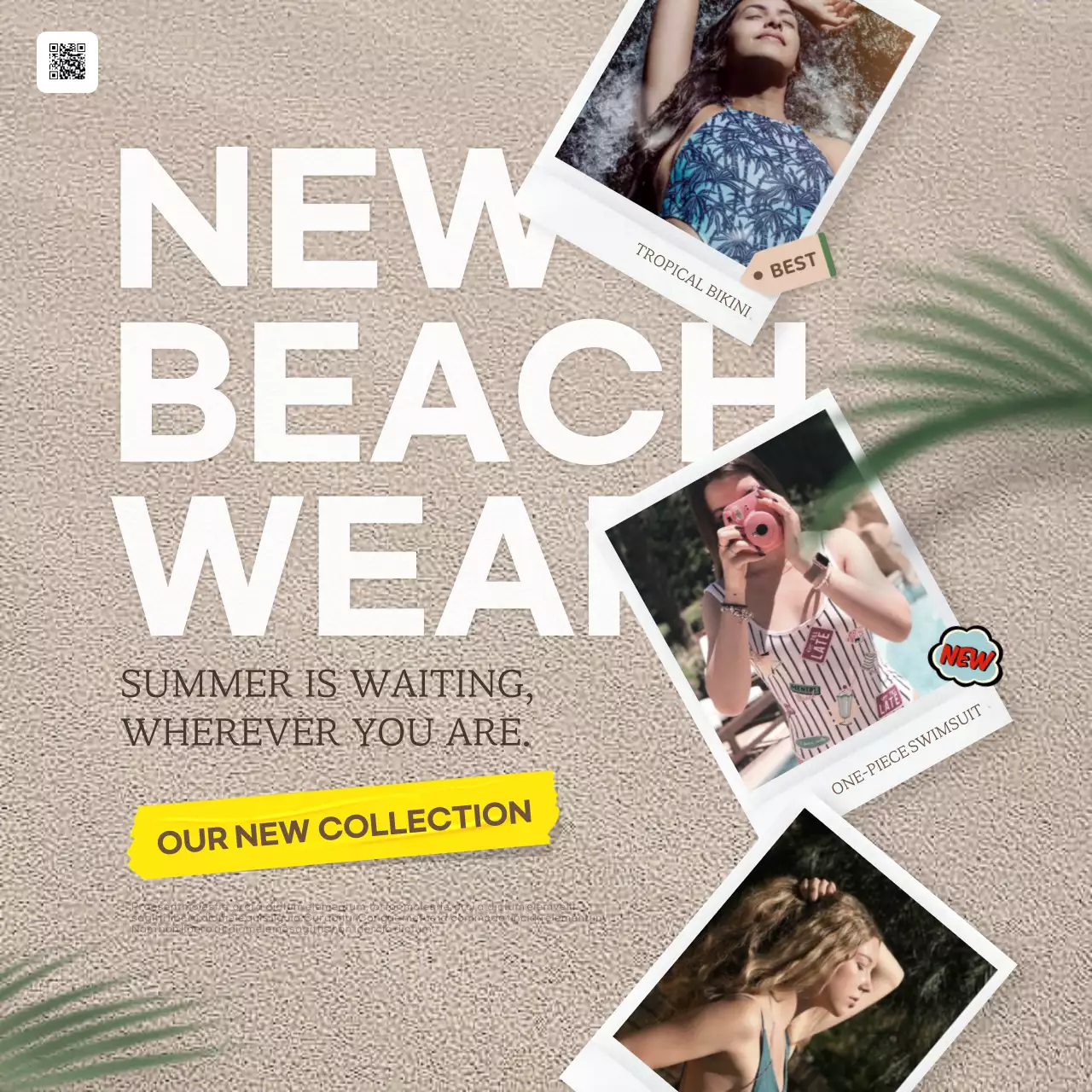 Beige Trendy Beachwear Promotion Social Media Post