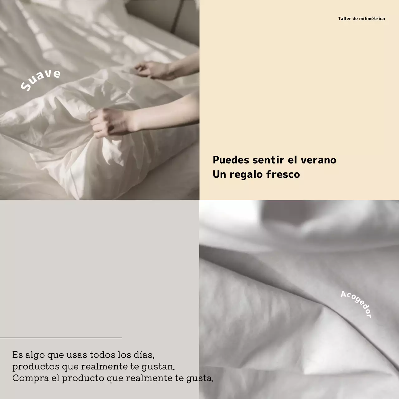 Mensajes sencillos de promoción de productos en marfil y gris