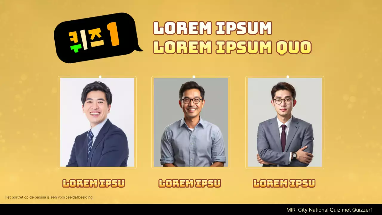 Een verzameling gele, retro-geïnspireerde quizprogramma's