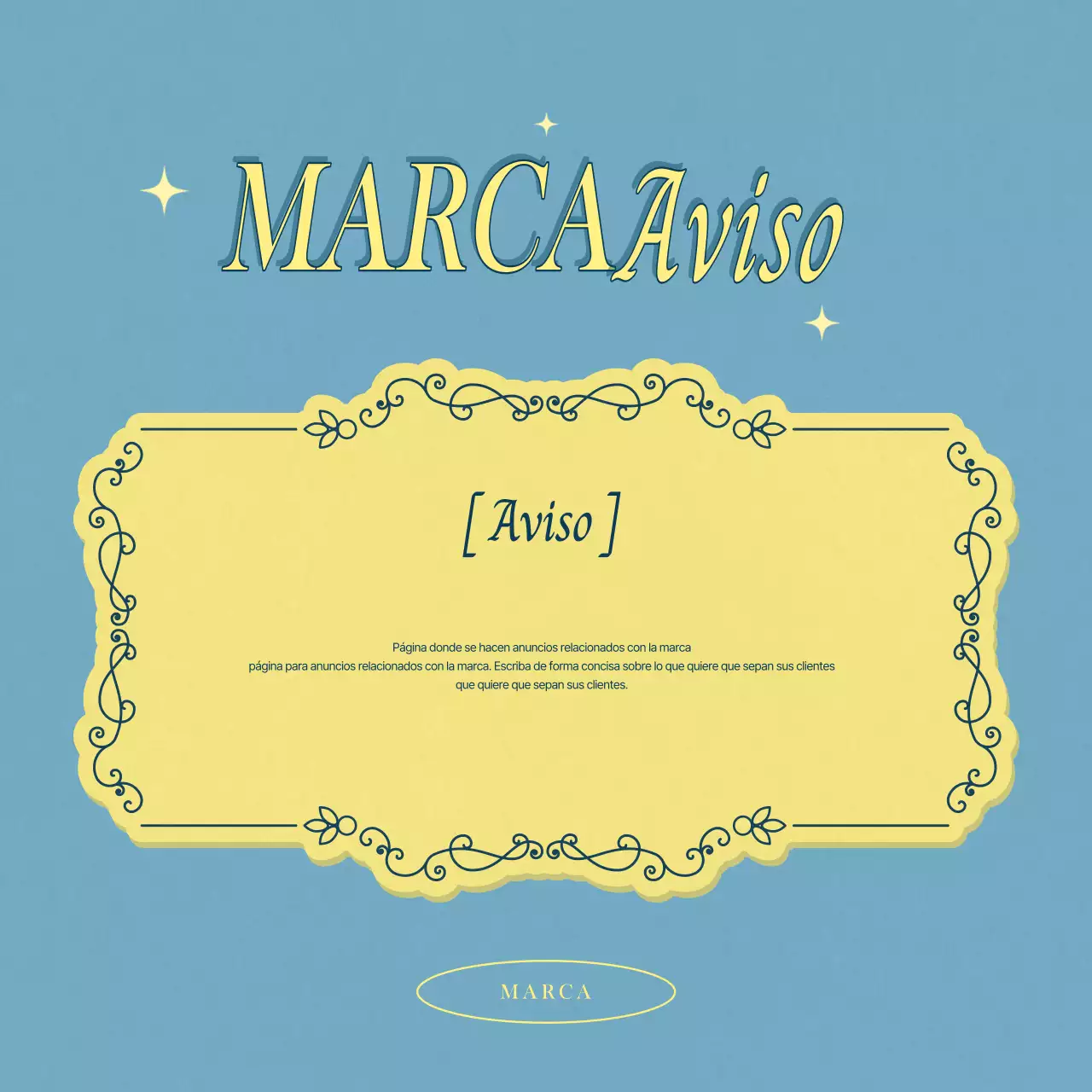Anuncios sencillos para tiendas en azul claro y amarillo