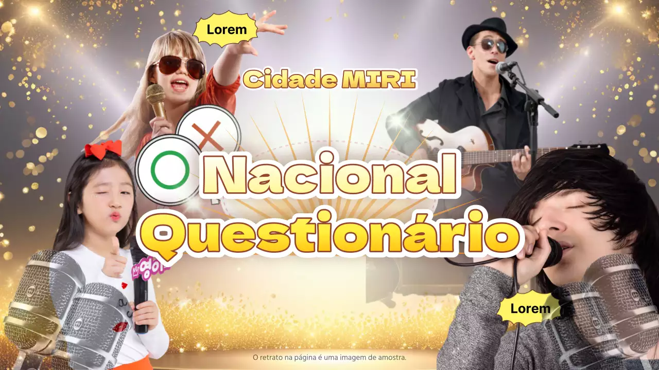 Uma coleção de programas de perguntas e respostas amarelos e de inspiração retro