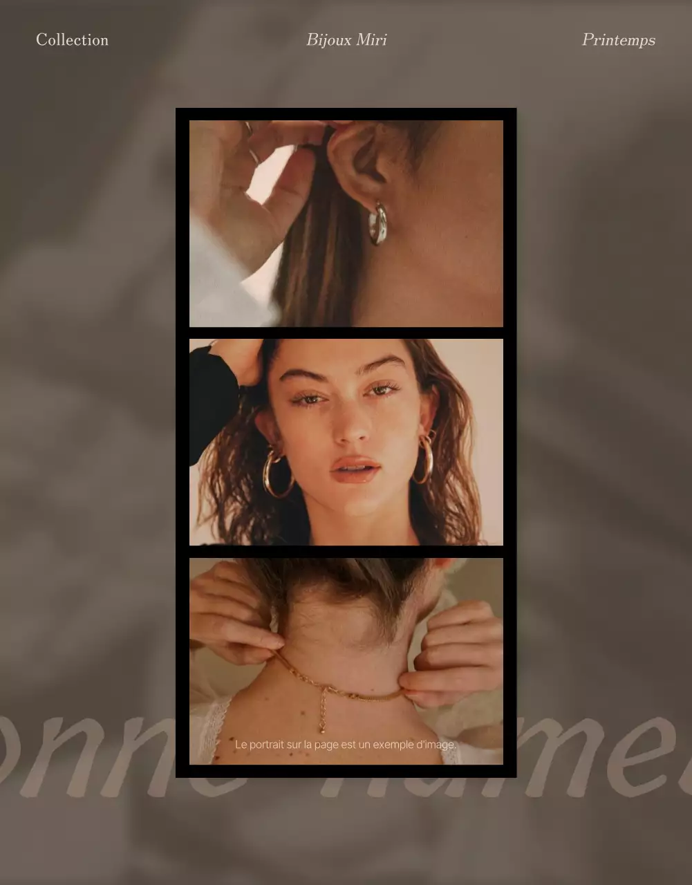 Faites la promotion de votre page avec une mise en page de photos de bijoux dans des tons bruns et beiges.