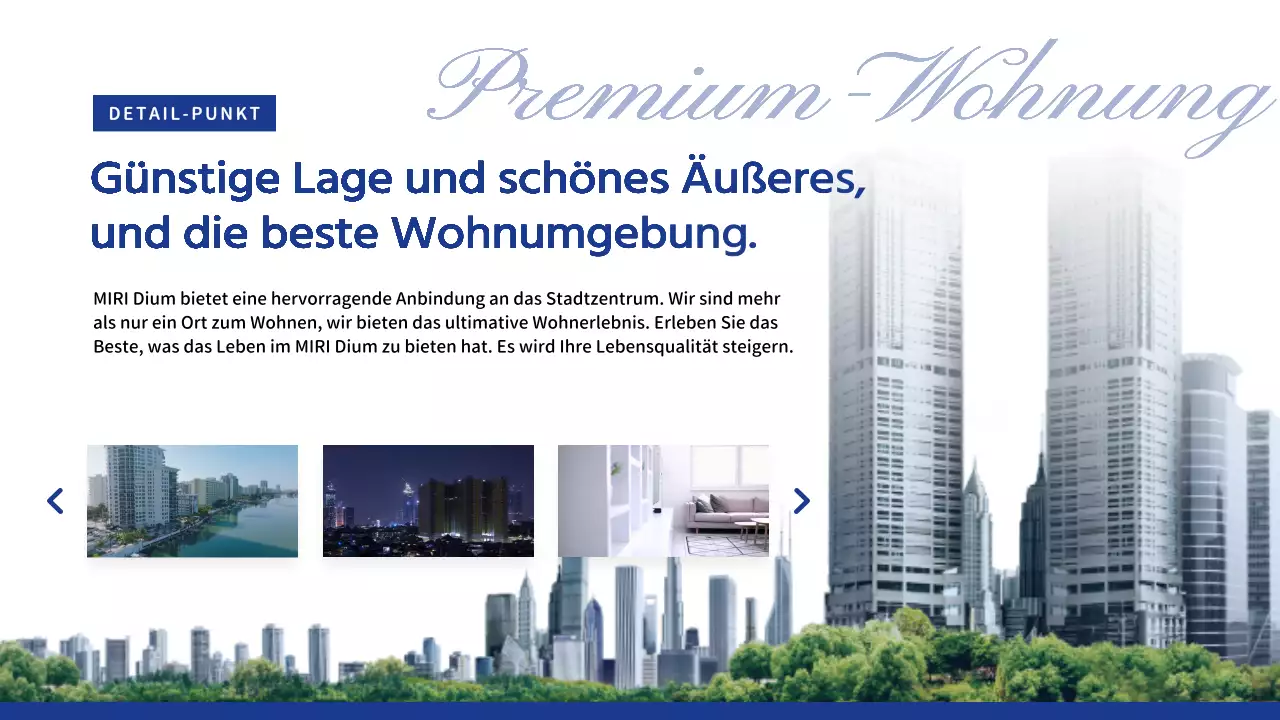 Moderne Wohnung in Weiß und Marineblau zu verkaufen