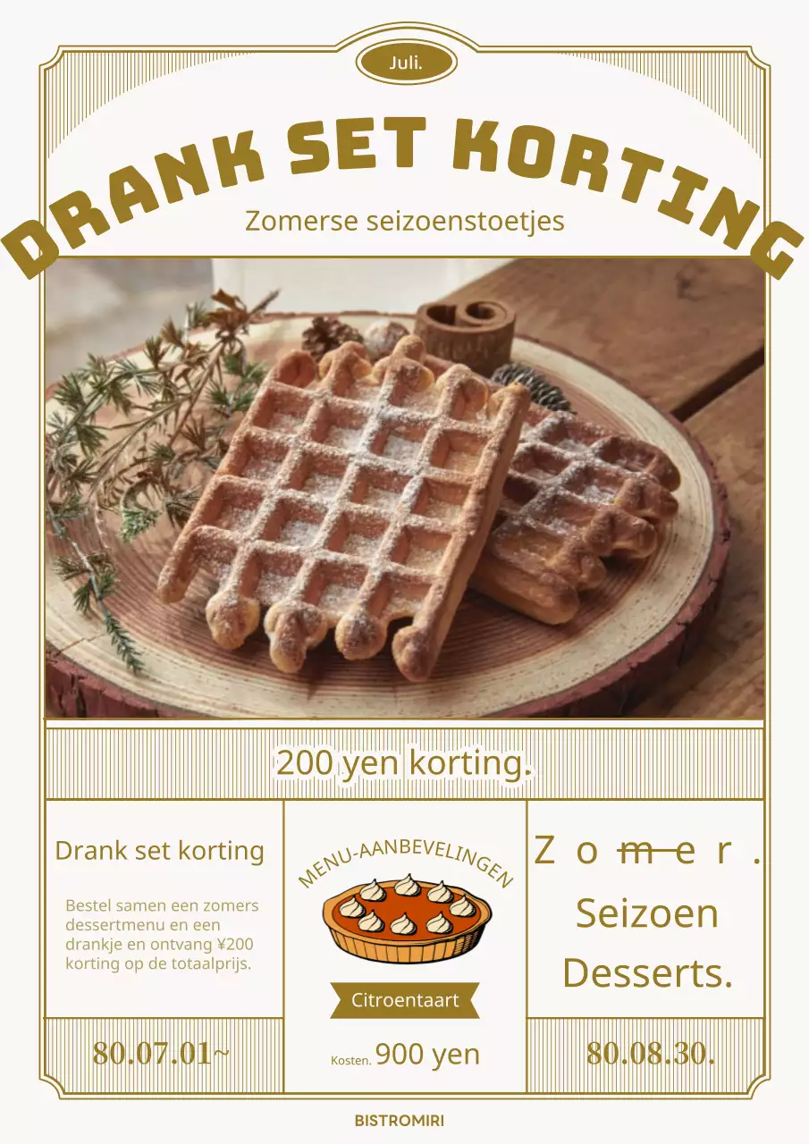 Klassieke zomerdessert promotie in goud en wit