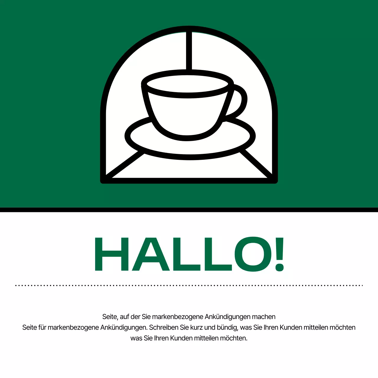 Grüne und weiße moderne Café-Ankündigungen