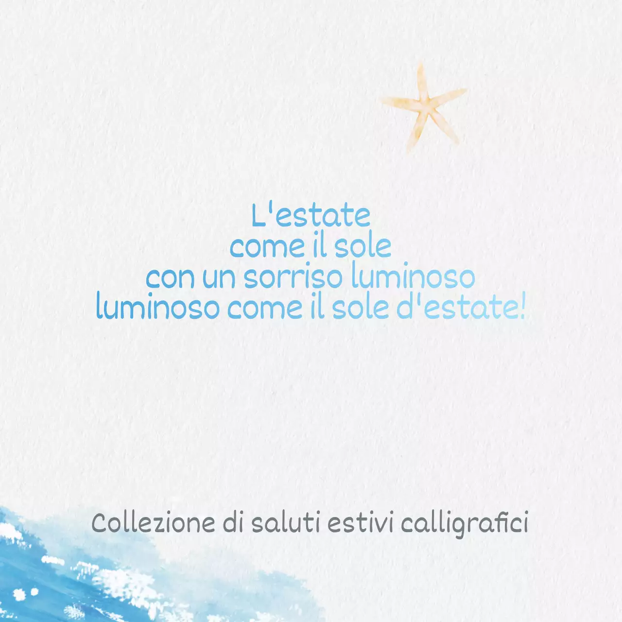 Collezione di auguri estivi in calligrafia semplice in azzurro e blu