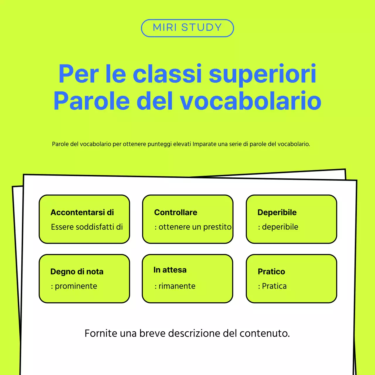 Un semplice prospetto scolastico in verde lime e blu