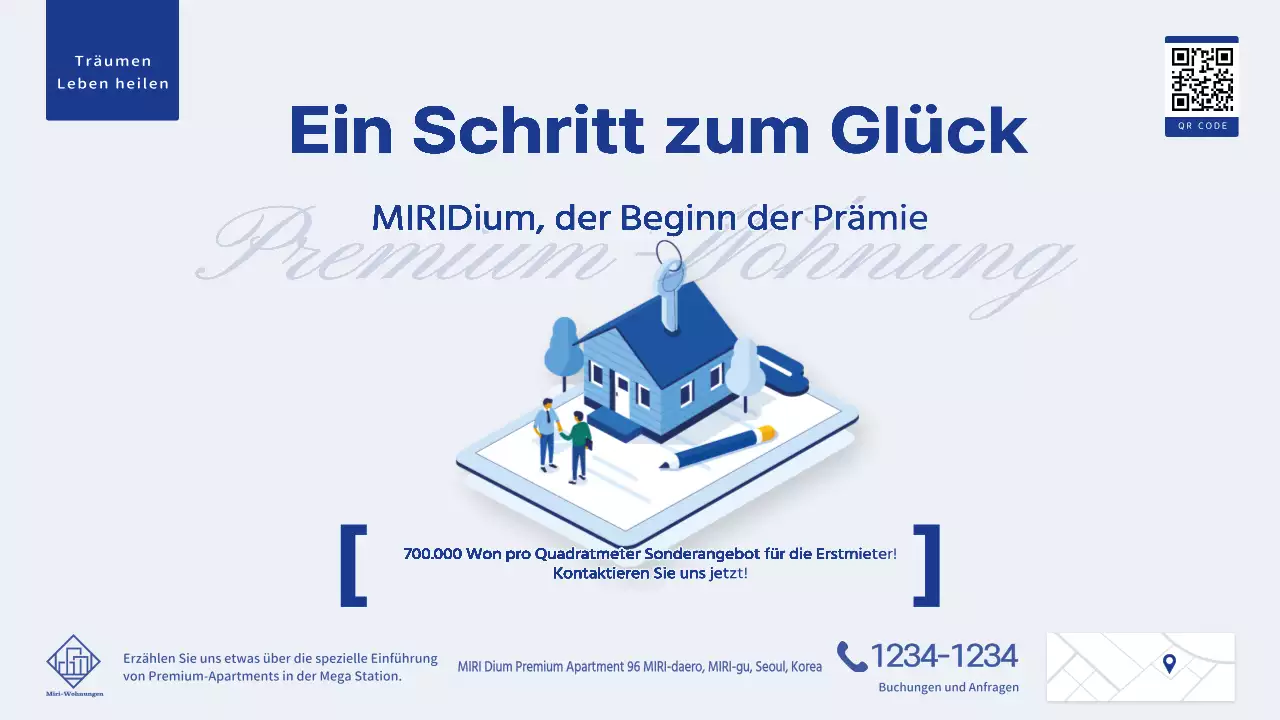 Moderne Wohnung in Weiß und Marineblau zu verkaufen