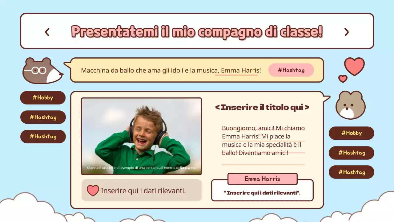 Materiale didattico introduttivo di colore azzurro e rosa, molto carino