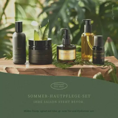 Einfaches Sommer-Pflege-Set in khaki und grün.