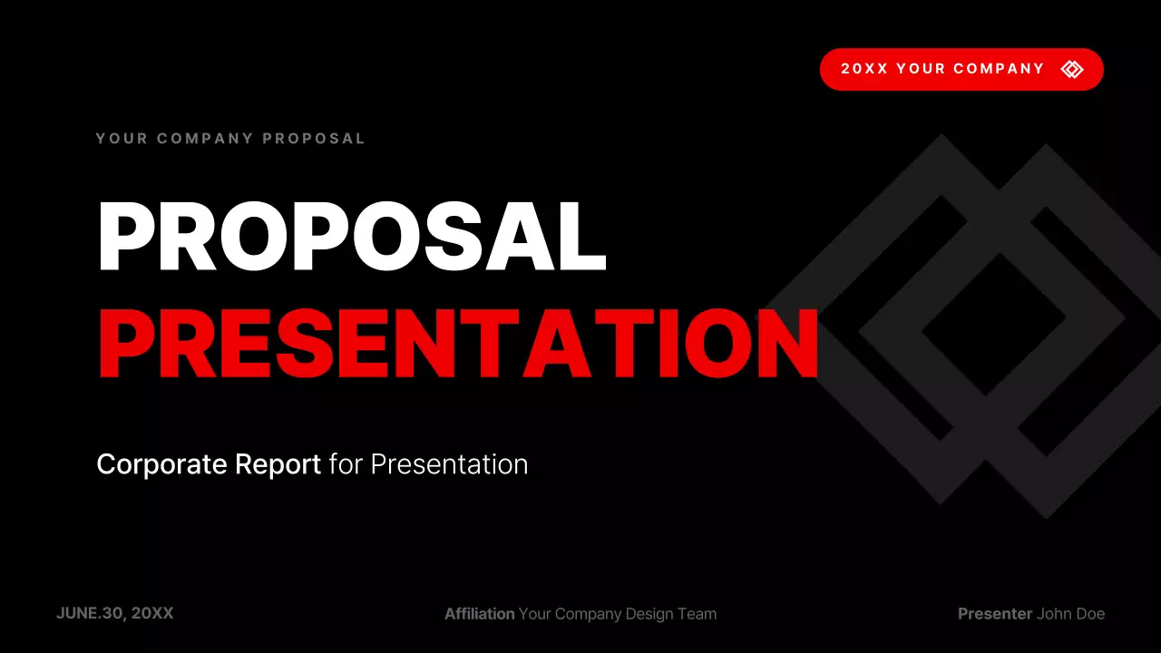 A simple corporate presentation in red and black