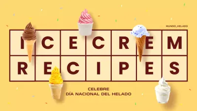 Explicación de la receta de helado moderno amarillo y marrón