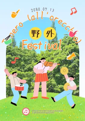 Semplice PR per festival estivo in azzurro e giallo-verde