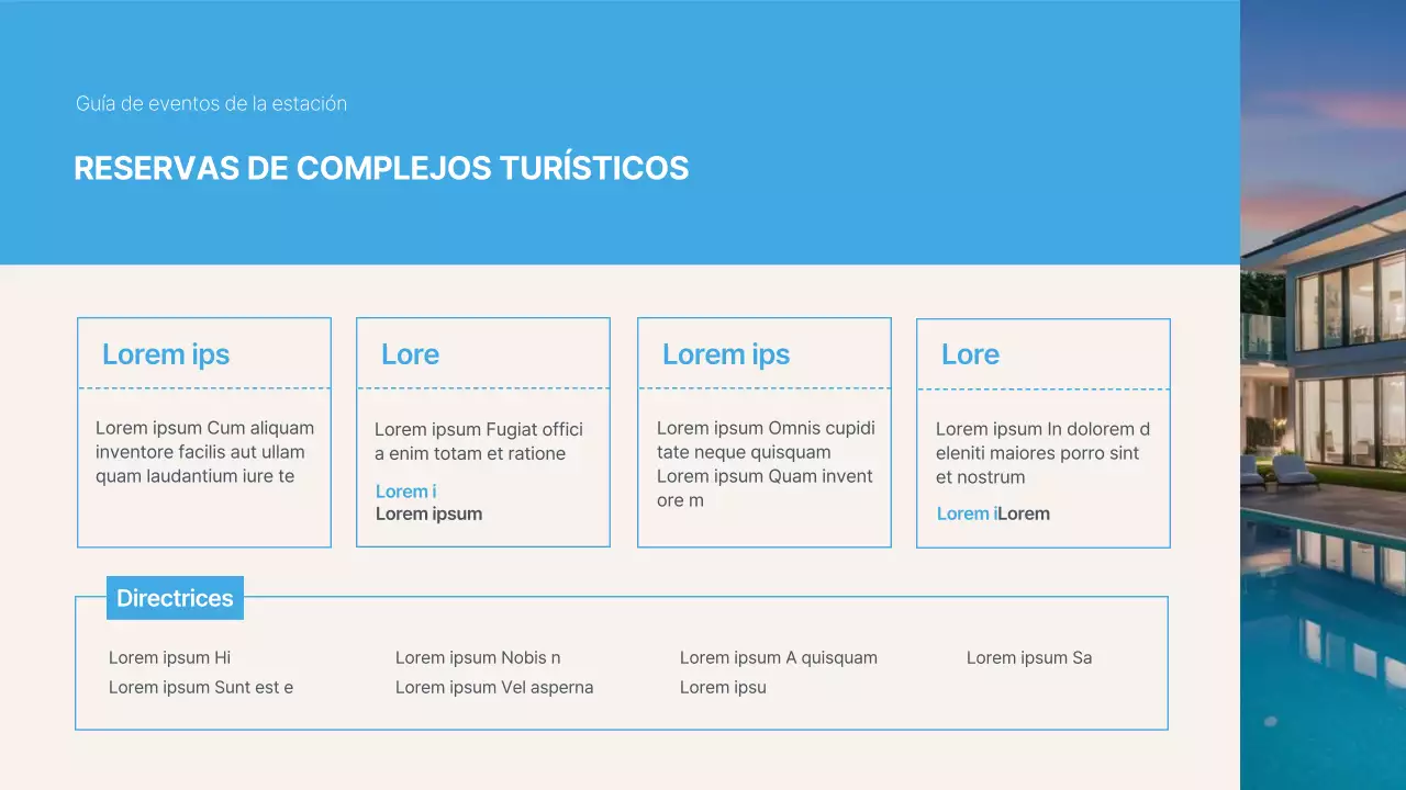 Una sencilla imprimación resort azul y marfil