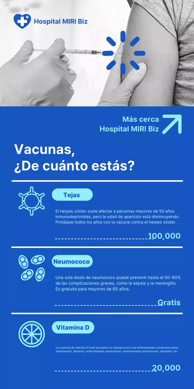 Vacunas hospitalarias sobre fondo azul limpio