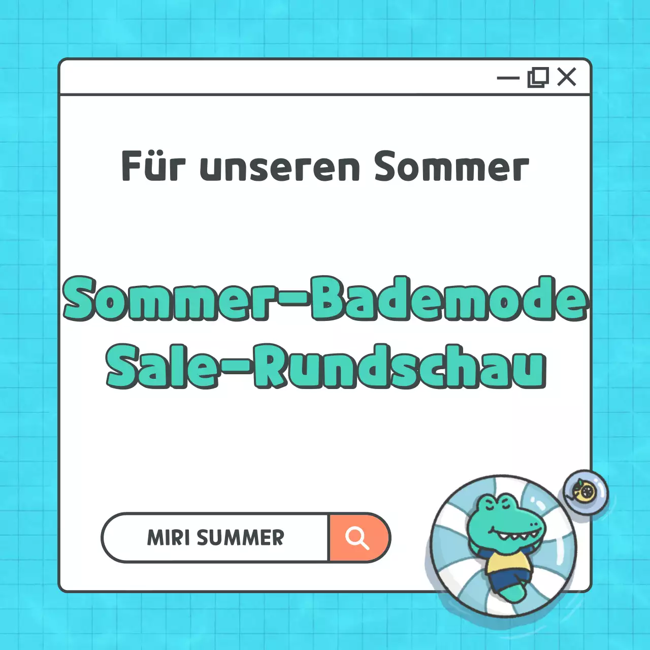 Verkaufsförderung für minimalistische Sommer-Bademode in Hellblau und Weiß
