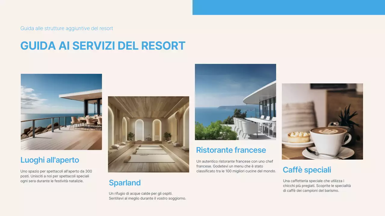 Un semplice primer resort blu e avorio