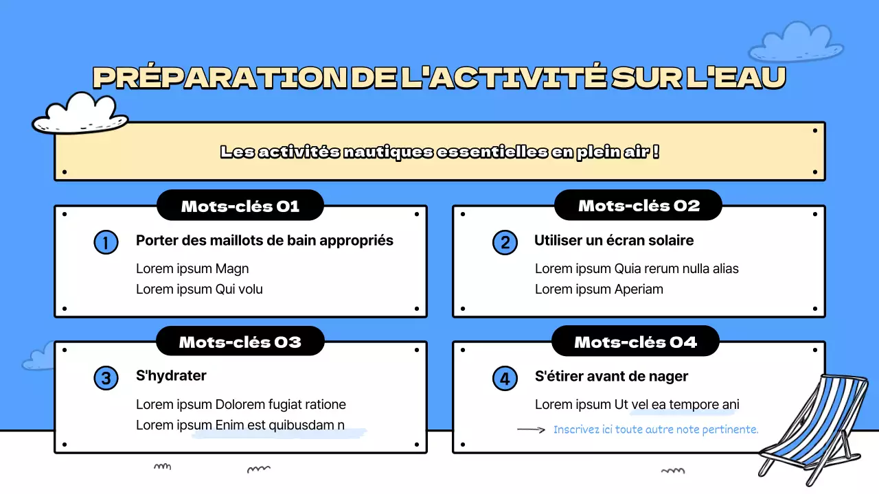 Un guide des jolies plages bleues et jaunes Plans de cours