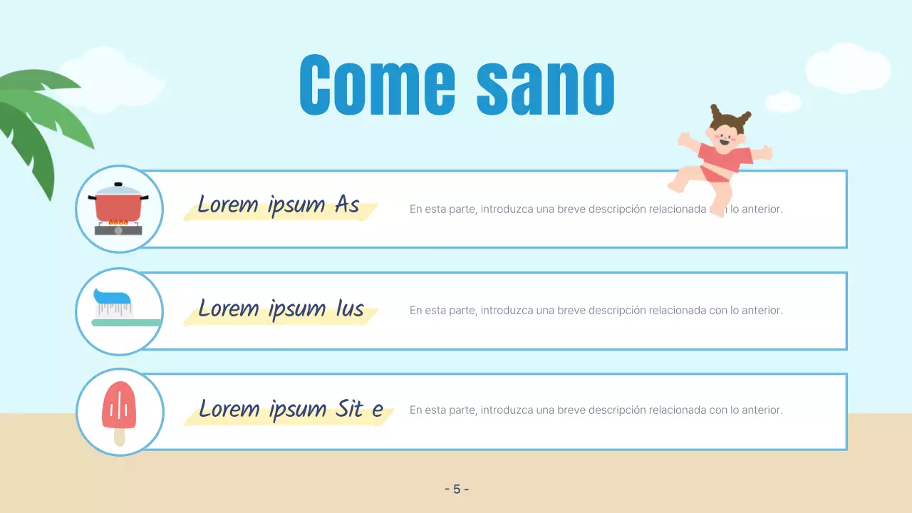 Una bonita presentación de vacaciones de verano en azul y beige