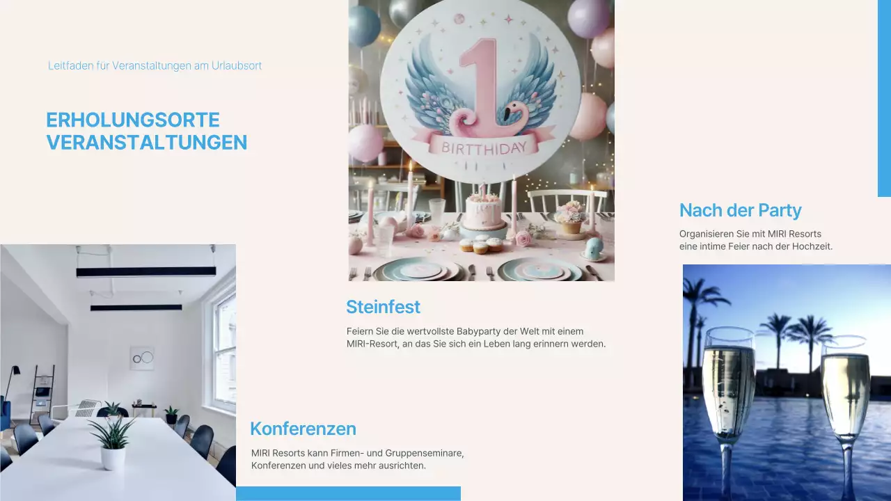 Eine einfache blaue und elfenbeinfarbene Resort-Fibel