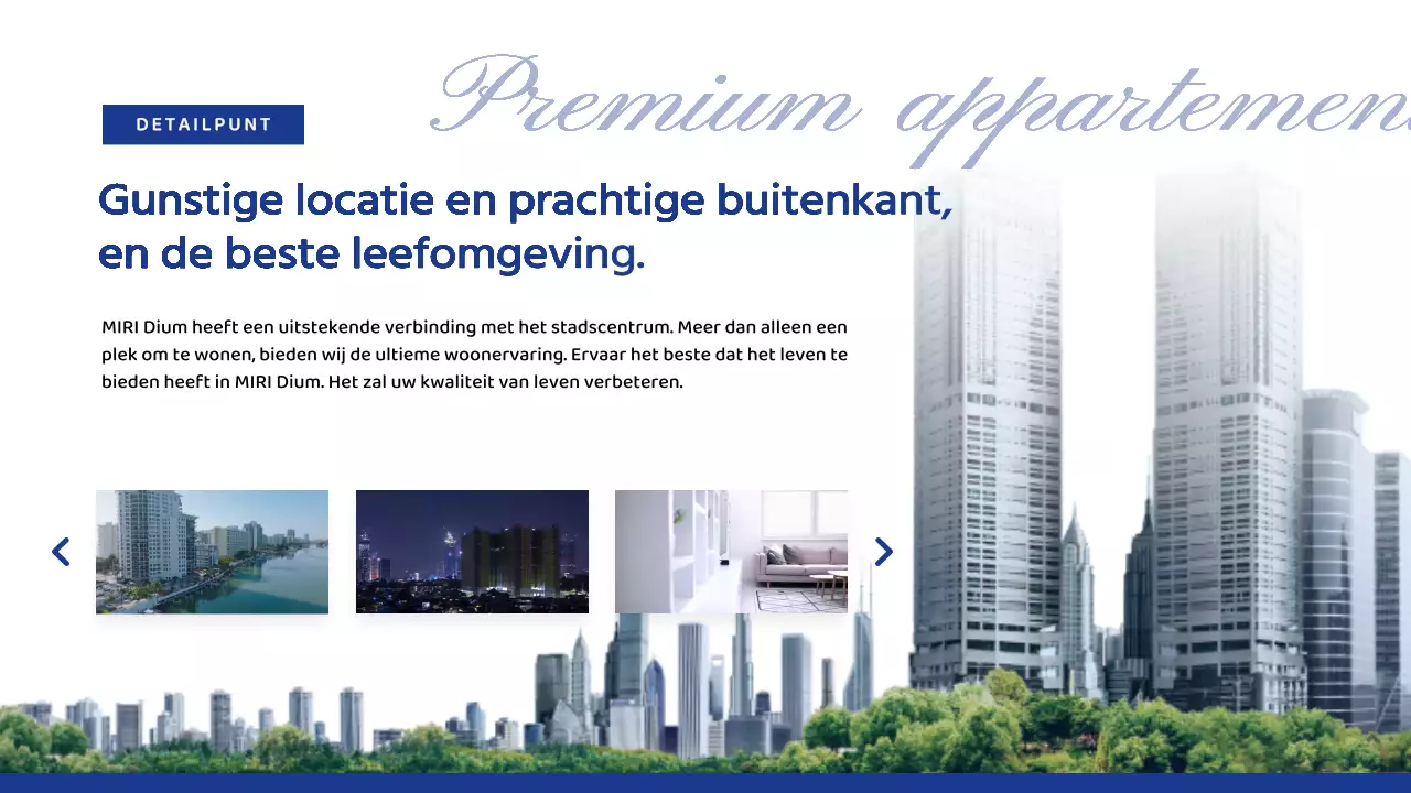 Modern appartement te koop in wit en marineblauw