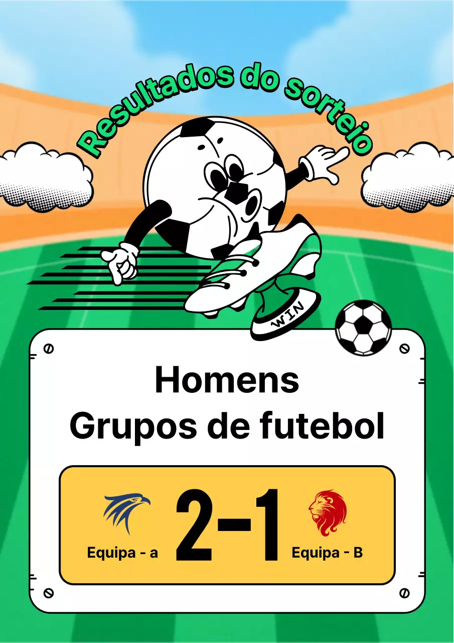 Anúncios de resultados de jogos de futebol verde e amarelo