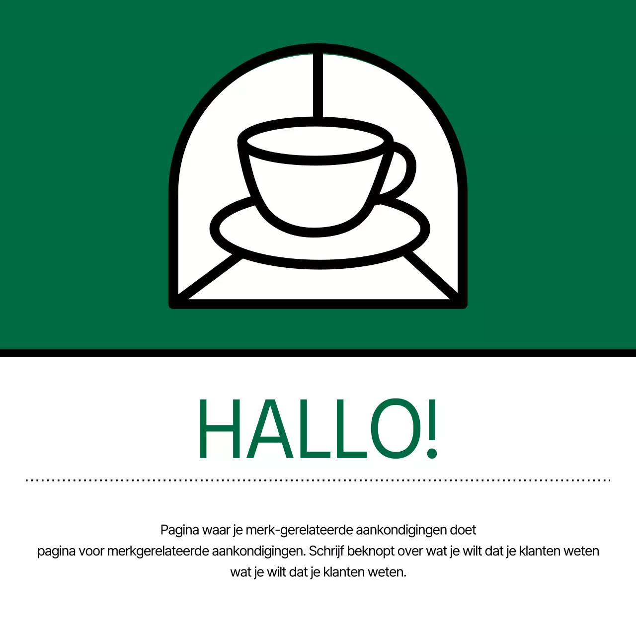 Groen en wit modern café aankondigingen