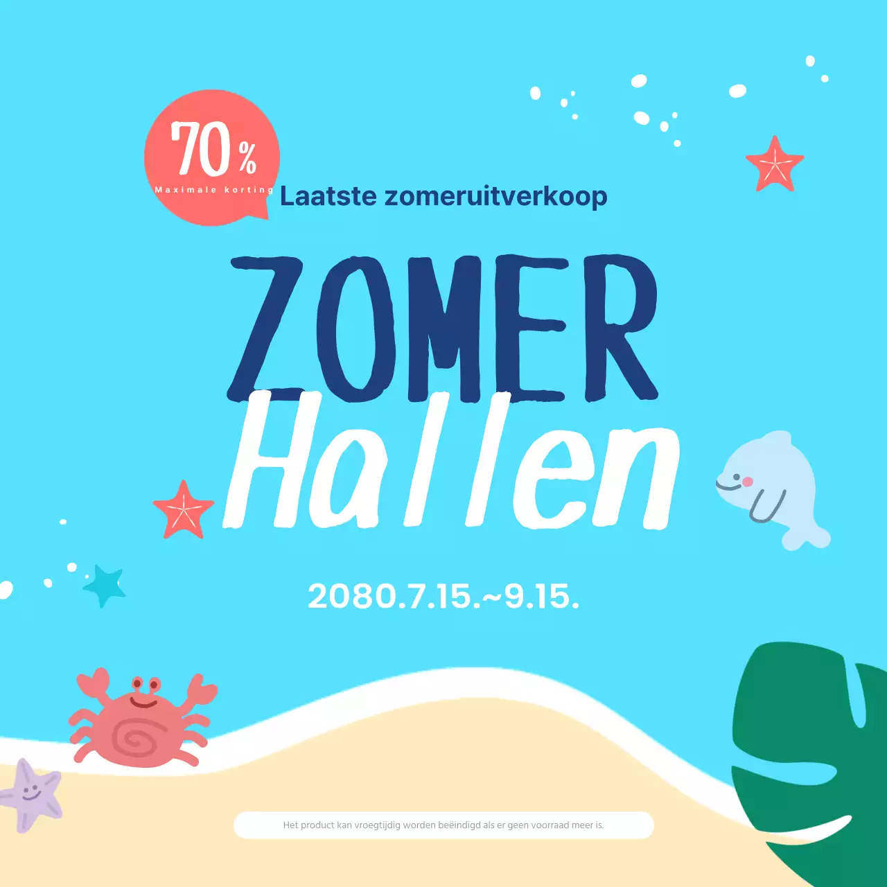 Mooie lichtblauwe zomerkortingsadvertenties.