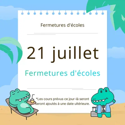 Faire-part de fermeture pour les vacances d'été en chartreuse et bleu clair