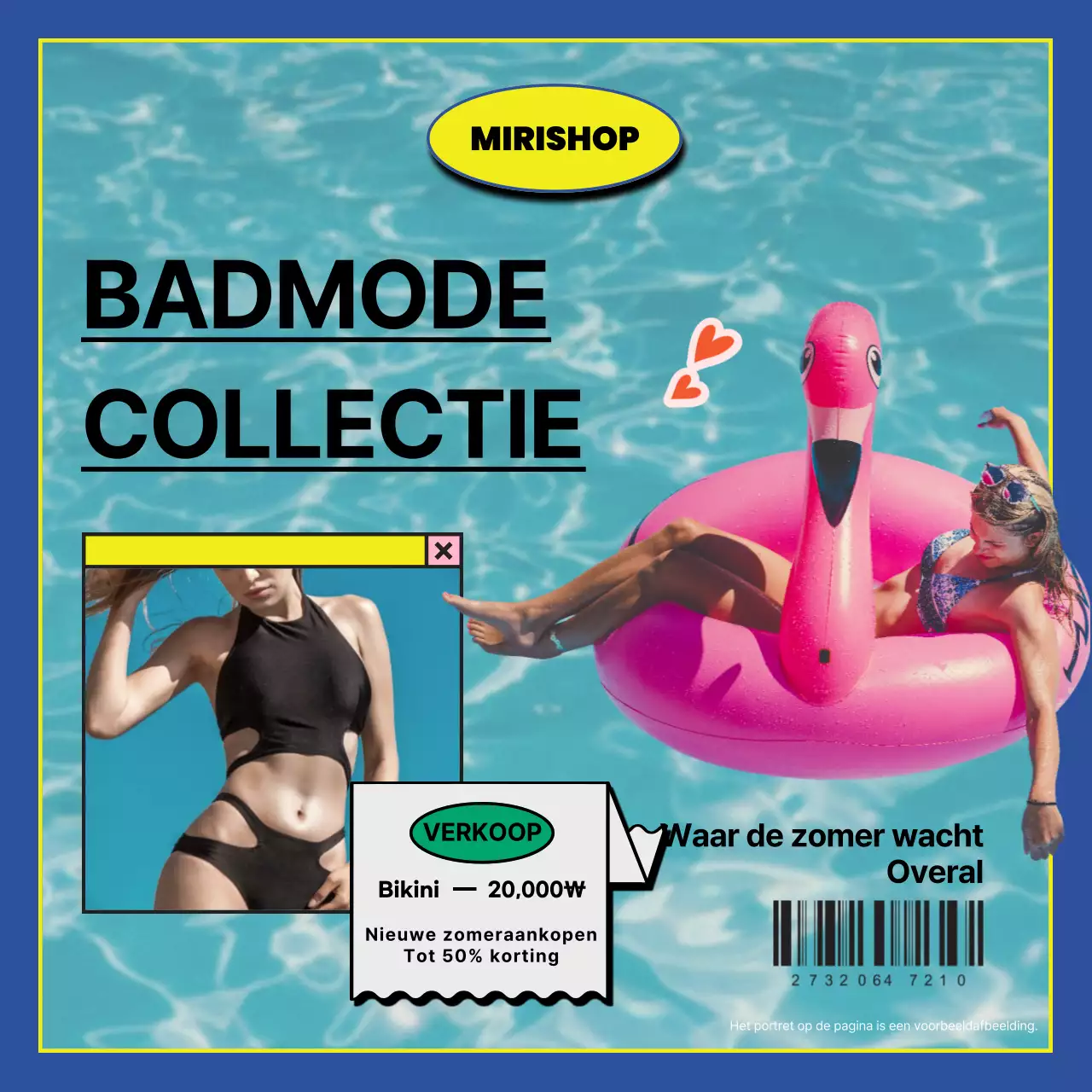 Promoot een kitscherige zomerzwemmodecollectie in lichtblauw en hot pink