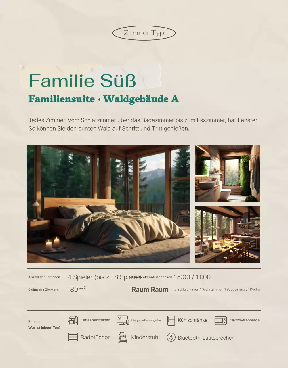 Grün und beige, eine gemütliche Sommerfrische für die Sinne