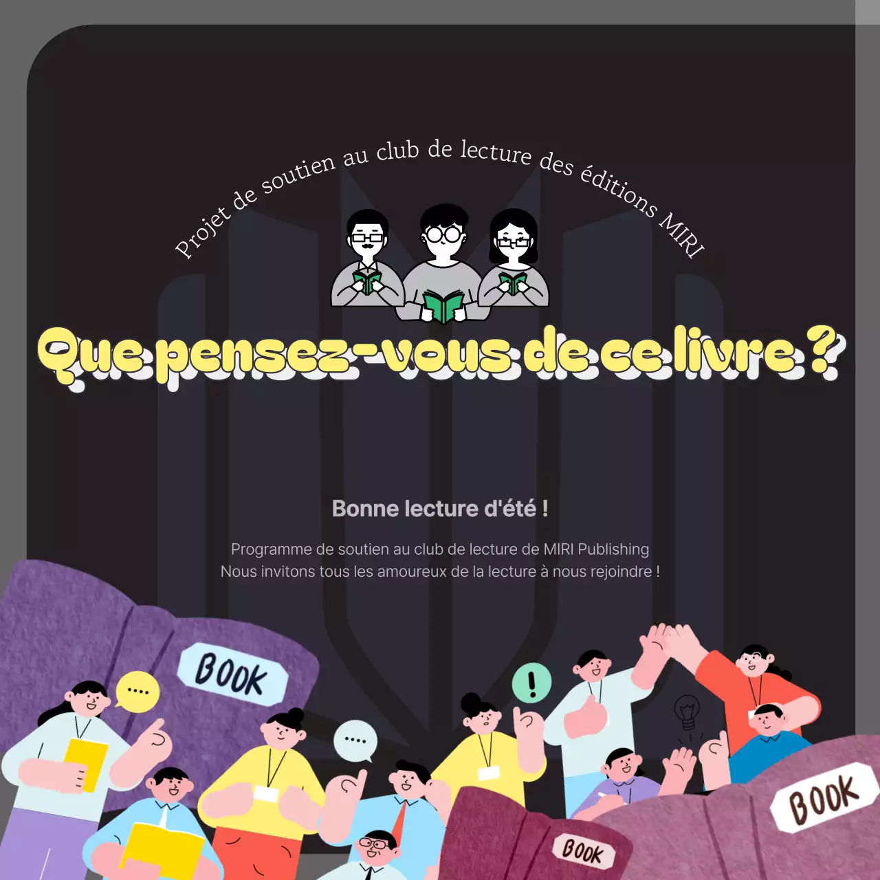 Promouvoir le soutien à un simple club de lecture en bleu marine