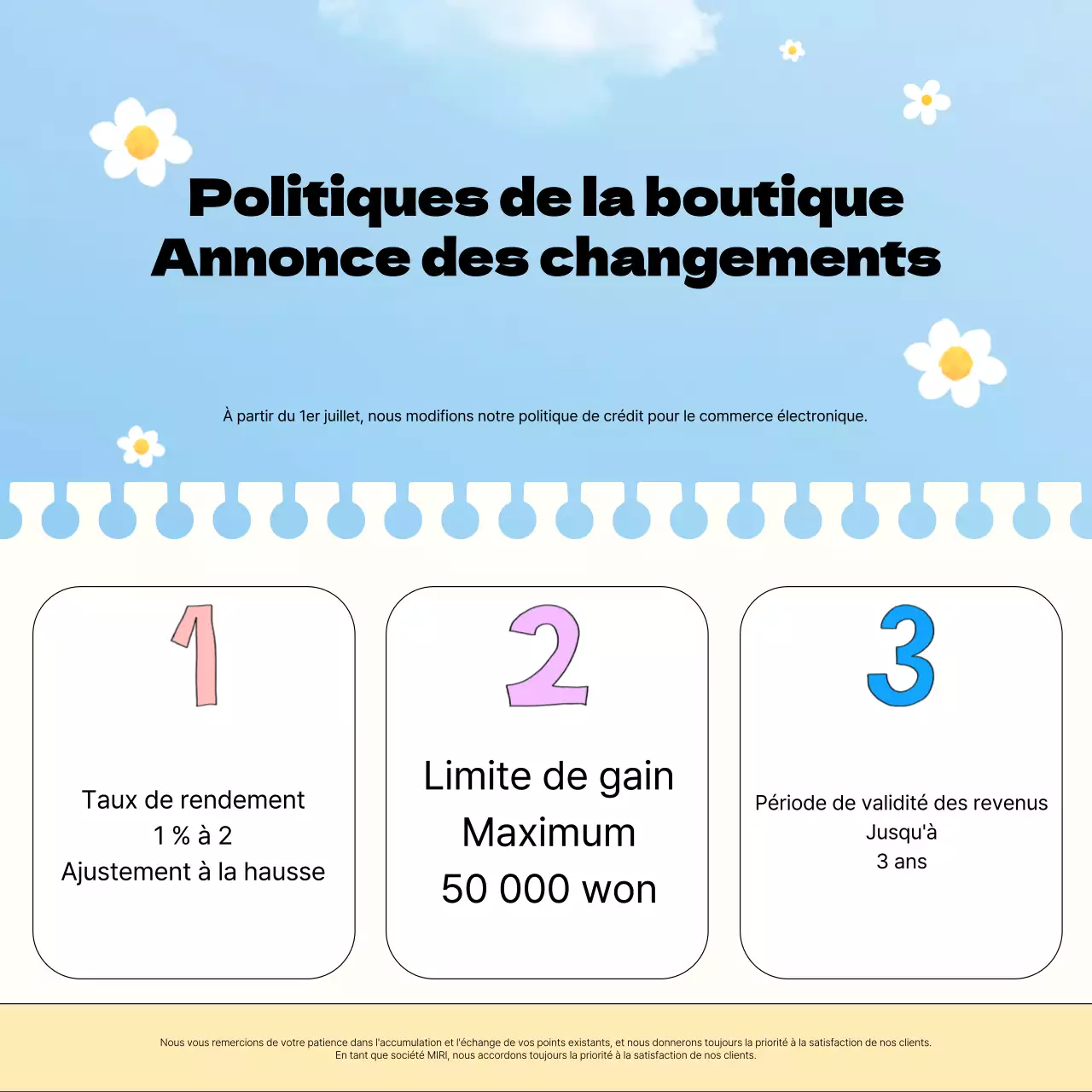Annonce d'une modification de notre politique en matière de centres commerciaux bleus et jaunes à la lumière naturelle