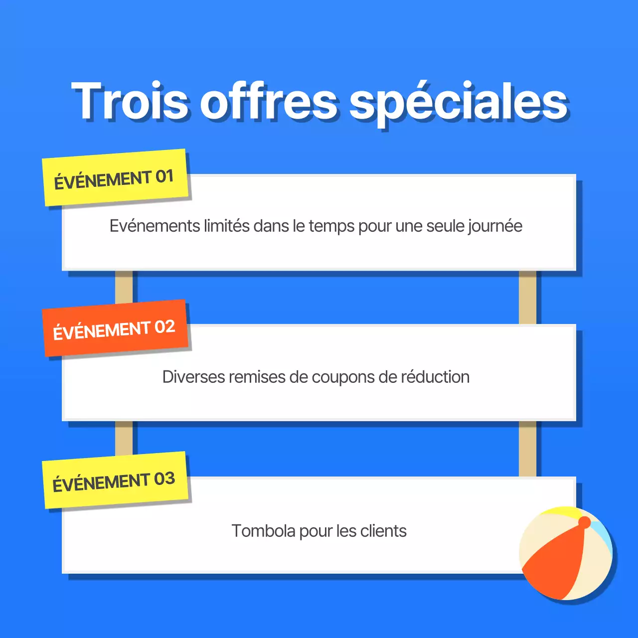 Promouvoir un événement estival tropical dans des tons bleus et jaunes