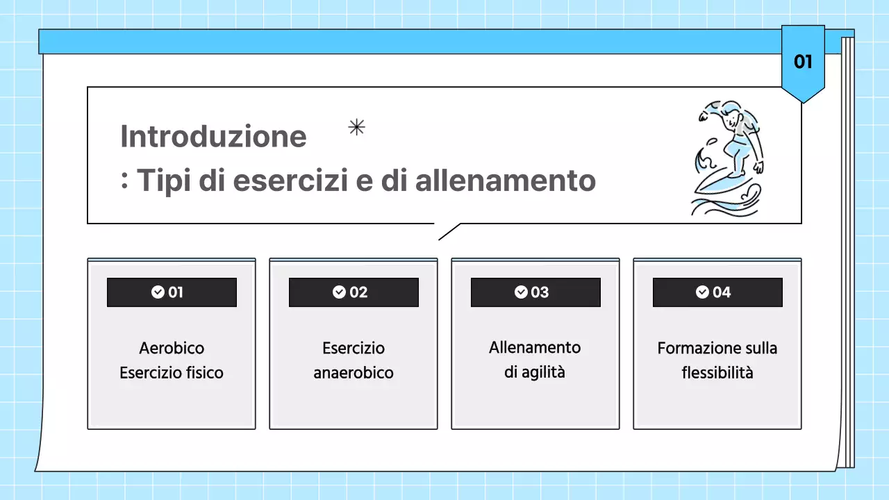 Materiale educativo per la salute di colore azzurro, semplice per l'esercizio fisico