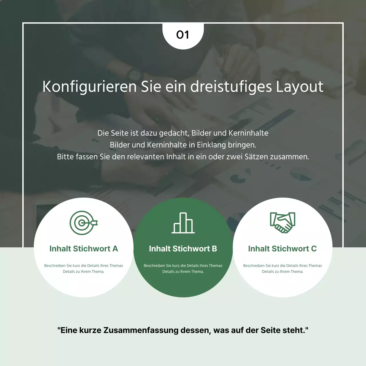 Eine einfache Geschäftspost in Grün und Weiß