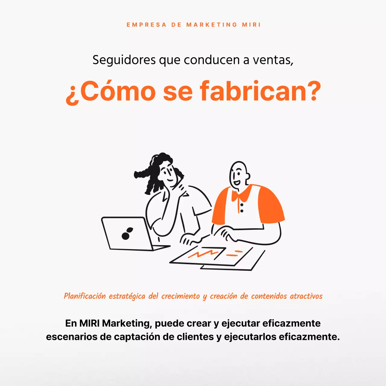Promocione su consultoría de marketing en naranja y negro