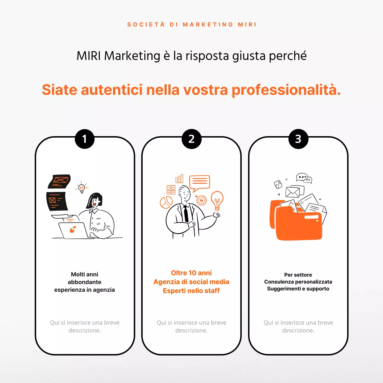 Promuovete la vostra consulenza di marketing in arancione e nero
