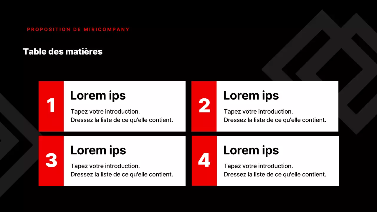 Présentation d'entreprise simple en rouge et noir