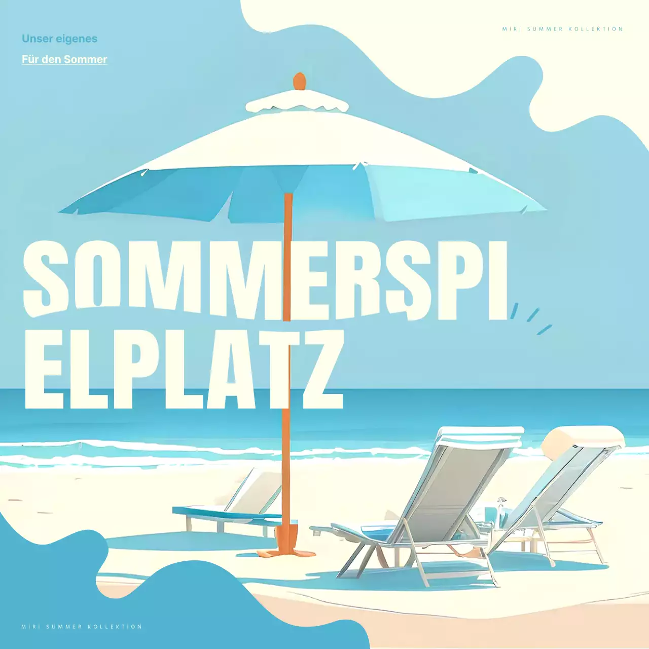 Einfache Sommerurlaubsaktion in Weiß und Hellblau