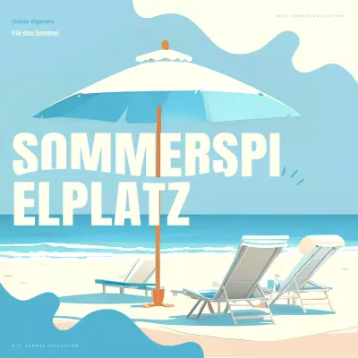 Einfache Sommerurlaubsaktion in Weiß und Hellblau